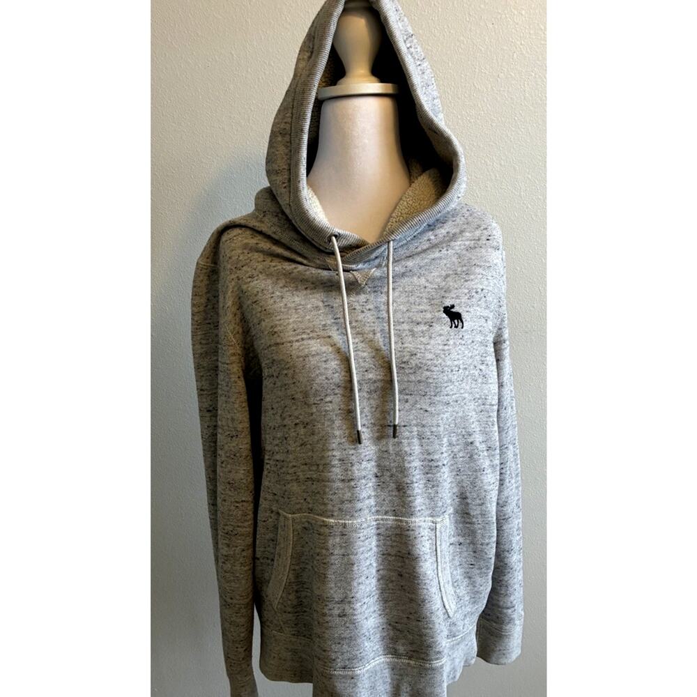 Y2K Abercrombie Fitch heather grey soft AF fleece hoodie Sweatshirt moose Men S